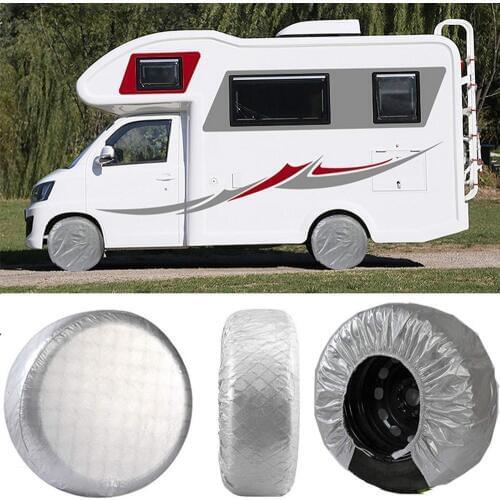 4pcs Tire Covers Protector Waterproof Car Wheel Cover Sun Protector for RV Auto Car Camper