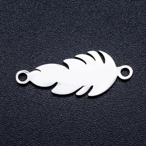 5pcs/lot 316L Stainless Steel Baby Feather Bohemia DIY Connector Charm Jewelry Finding Supplies for Women Necklaces