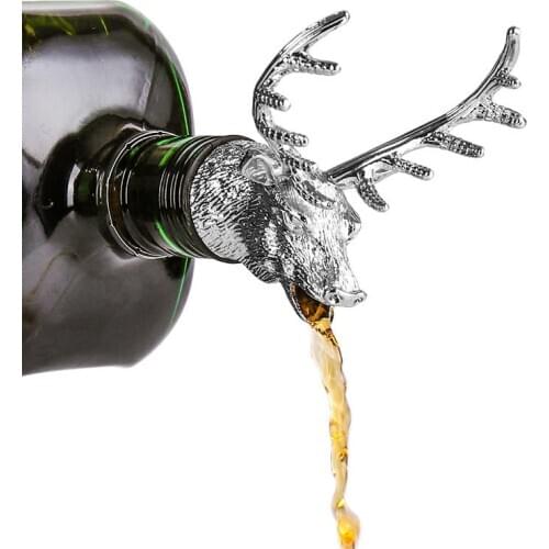 50Pc 3D High-end Deer Head Wine Pouring Wine Stopper Deer Head Shape Wine Pourer Stopper Pourer Spout Silicone Non-toxic Durable