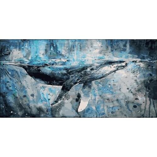 60x120cm Large Size Painting By Numbers Blue Big Whale Oil Ocean Animal Digital Paint By Numbers Modular Painting Home Decor
