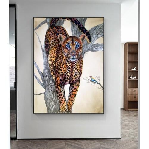 African Wildlife Leopard Posters and Prints on Canvas Painting Cute Animal Wall Art Picture for Living Room Home Design Decor