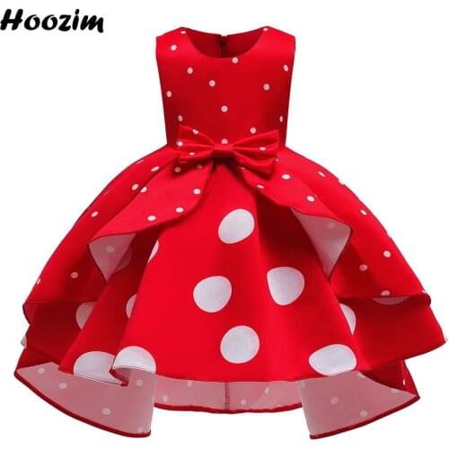 Formal Red Flounce Asymmetical Pageant And Evening Dress Girls 3-11 Years Yellow Polka Dot Tuxedo Wedding Party Dresses Children