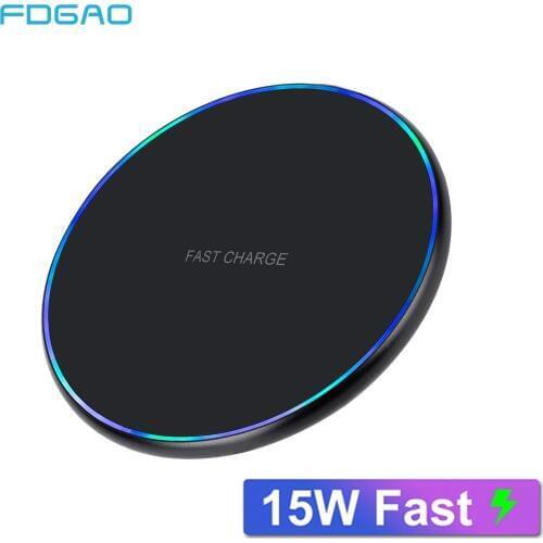 FDGAO 15W QI Wireless Charger For Samsung S21 S20 Note 20 10 USB C Fast Charging Pad for iPhone 12 11 XS Max XR X 8 Airpods Pro