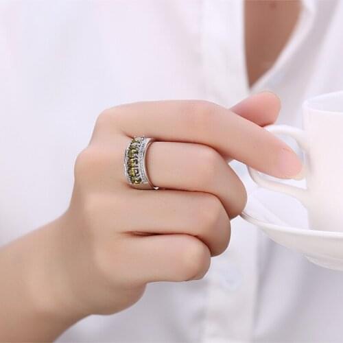 Garilina Cute jewelry trinket Green CZ Ring for women Silver Color Fille Wedding bands Anniversary Ring R2164