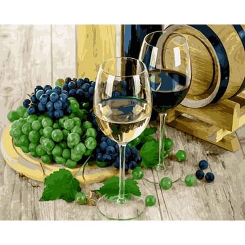 Frameless picture oil paintings by numbers flowers wall decor diy painting on canvas 4050cm grape with wine