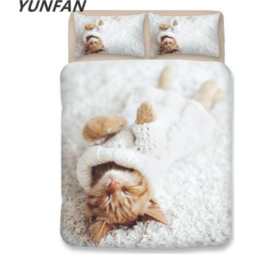 3D Cat Bedding sets twin full queen king Quilt Cover cute Pillow Case single double cartoon duvet cover sets animal bedclothes