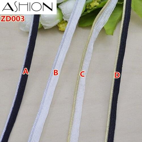 10 meter 1 cm Width Gold and white black inlaid lash polyester ribbon lace ZD003