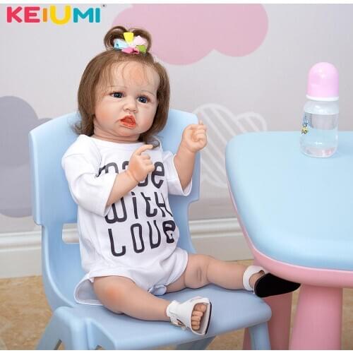 57cm reborn baby dolls full body silicone girl 23 Inch Cute excellent reborn real doll with white Alphabet Romper birthday gifts