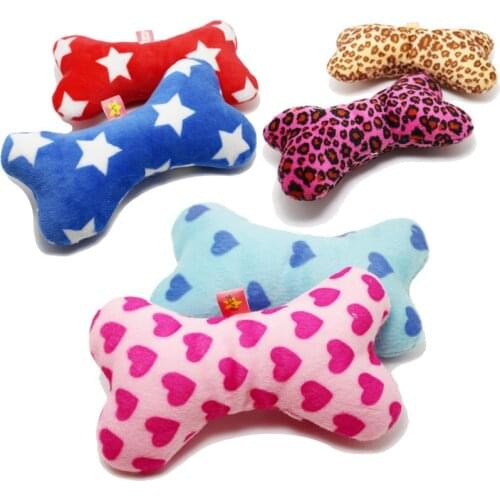 1PC Cute Bone Pet Dog Cat Sound Squeakers Squeaky Toy for Small Dog Puppy Chew Play Strip Plush Toy Pet