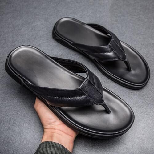 2021 Summer New Fashion Men Sandals Genuine Leather Slipper Comfortable Flip Flops Cool Beach Shoes