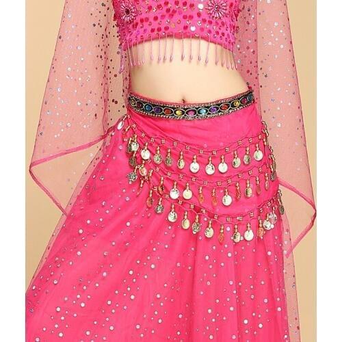 Wholesale Belly Dance Hip Scarf Women Belly Dancing Belt Sexy Chiffon Gold Coins Scarf Free Shipping Purpl Blue,Red