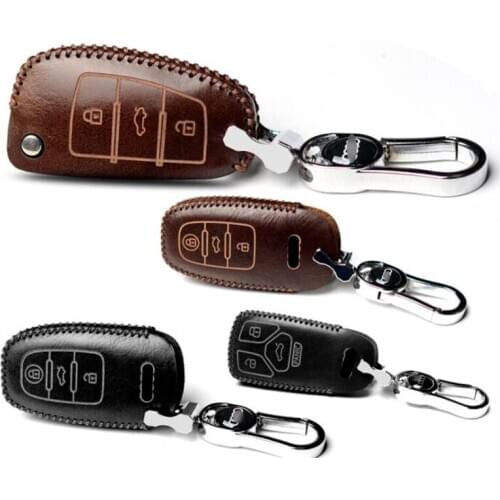 Genuine Leather car key fob cover case for Audi A1 A2 A3 A4 A5 A6 A7 TT Q3 Q5 Q7 R8 S6 S7 S8 SQ5 RS5 flip folding key holder