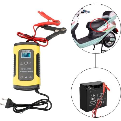 12V 6A Full Automatic Car Battery Charger Power Pulse Repair Chargers Wet Dry Lead Acid Battery Chargers Digital LCD Display