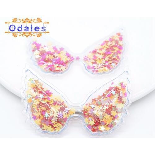 10Pcs/lot Flowing Sequins Christmas Angel Wing Headbands Appliques Head Buckle Xmas Tree Headwear Patches Decoration Supplies