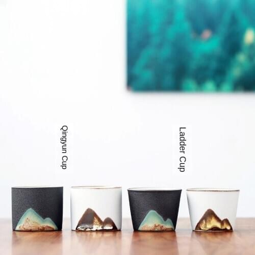 Hand-Painted Zen Tea Cup Handmade Retro Chinese Style Stoneware Master Cup Ceramic Kung Fu Tea Set Beautiful Ceramic Cup