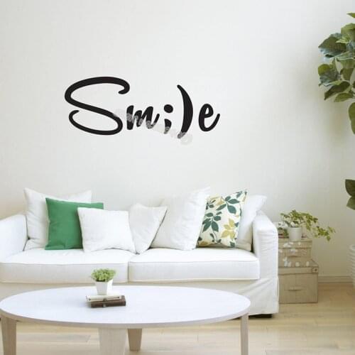 Smile Smiley face Quote wall Decal Design Mural Modern Master Bedroom Office Laundry Room Kitchen Motivational Art Decor EB544