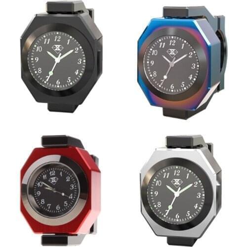 Aluminum Alloy Motorcycle Luminous Handlebar Mount Clock Watch+Thermometer F19A