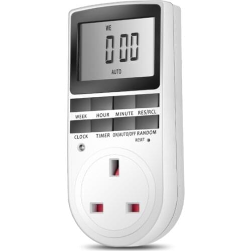 TM02-UK Electronic Digital Timer Switch Plug Kitchen Timer Outlet 230V 50HZ 7 Day 12/24 Hour Programmable Timing Socket