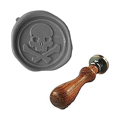 Vintage Skull Cross Bone Ghost Retro Invitation Wax Seal Stamp Rosewood Handle Set