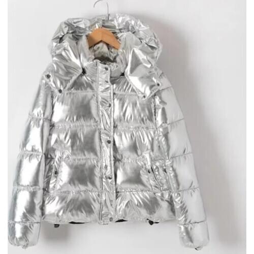 Women winter jackets Short warm coat Silver metal color bread style ladies parka winterjas dames abrigos mujer invierno