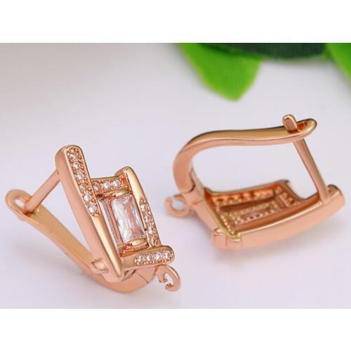 Juya DIY Earring For Women Sliver Circular Earring with Crystal Luxury All Match Party Business Office Ladies Circle Ear Buckle