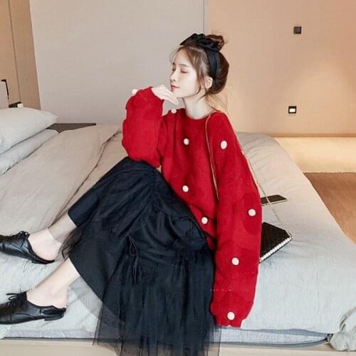 Round Neck Sweater Women Loose Outer Wear 2020 New Autumn and Winter Thick Lazy Wind Pullover Sweater Net Red Top Sweater