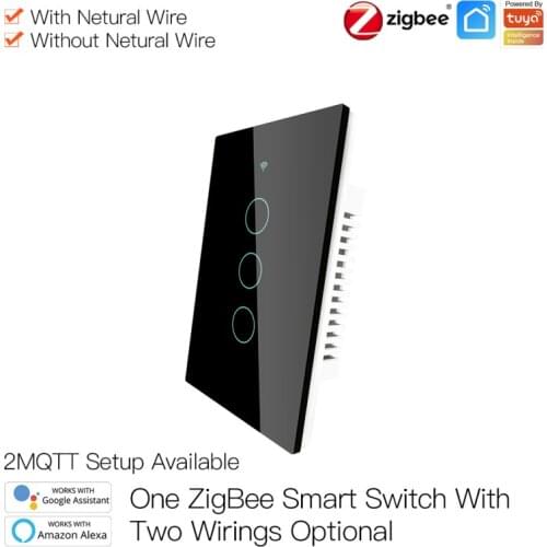 1/2/3gang ZigBee Wall Touch Smart Light Switch With Neutral/No Neutral Works With Alexa,Google Hub Required US Standard