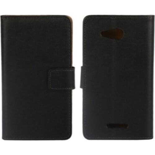 1PCS Drop Shipping Black Genuine Leather Slot Stand Wallet Pouch Back Cover Case for Sony Xperia E4g Phone Bags