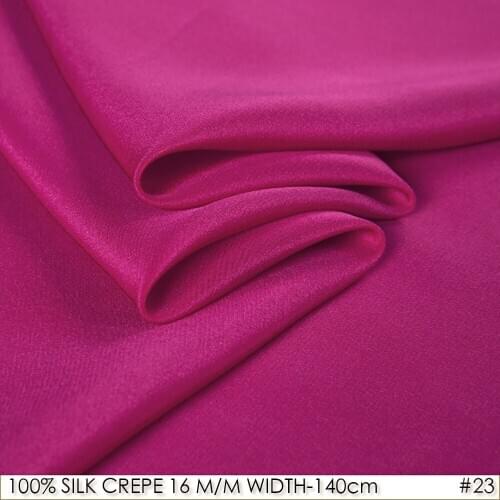 100% SILK CREPE DE CHINE 140cm width 16momme Natural Silk Dress Fabrics per meter Hot Pink NO 23