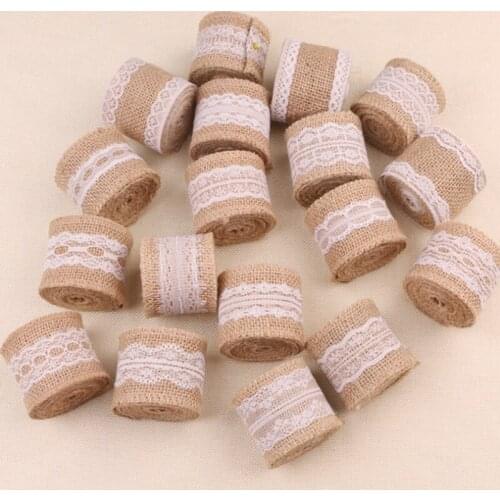 100pcs 2M 5cm Natural Jute Burlap DIY Ribbon Rustic Vintage Wedding Decor Hessian Lace Jute Roll Merry Christmas Party Supplies