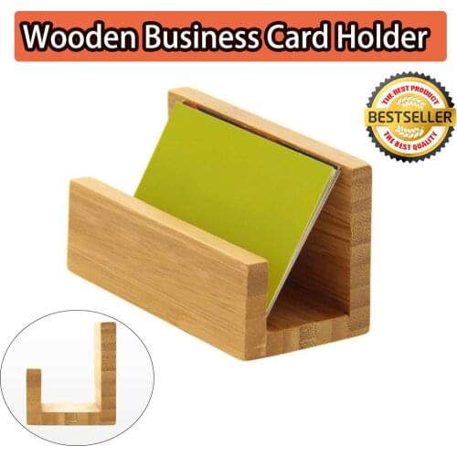 10x5x5.7cm Wooden Business Card Holder Bamboo Wood Business Card storage Box for Desk Practical