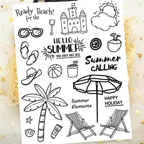 14x18CM Summer camp Transparent Silicon Seal Clear Stamps Roller Stamps DIY Scrapbook Album Card NEW YEAR Easter