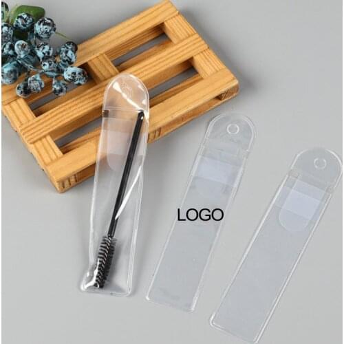 50Pcs Custom Logo PVC Cosmetic Tools Brush Storage Bag Transparent Scissors bag eyebrow clip bag Package bags