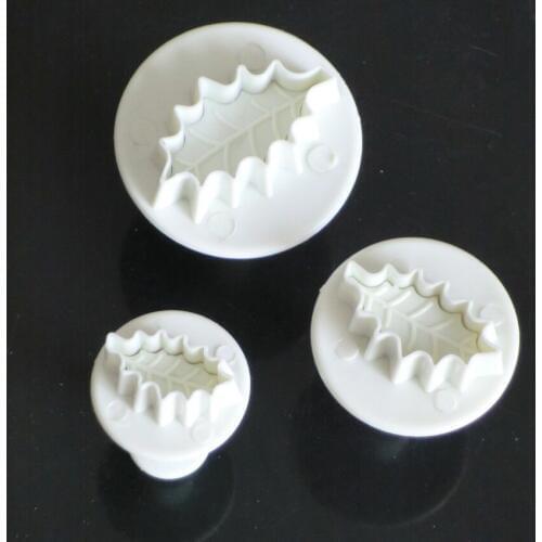 5Sets 3Pcs/Set Christmas Leaf Shape fondant Cookie Cake Sugarcraft Plunger Cutters Mold Cookie Cutter Cake Decorating Tools