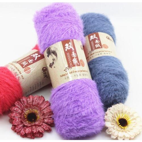 5pcs=500g Double-sided Long Hair Soft Mink Cashmere Hand Knitting Yarn 100% Nylon Faux Fur Coral Velvet Crochet Thread