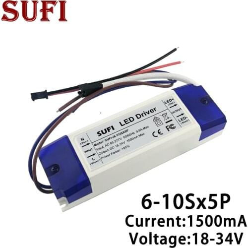 50W 1500mA LED Driver Constant Current 6-10Sx5P DC30-34V Lighting Transformers For DIY Floodlight Power Supply