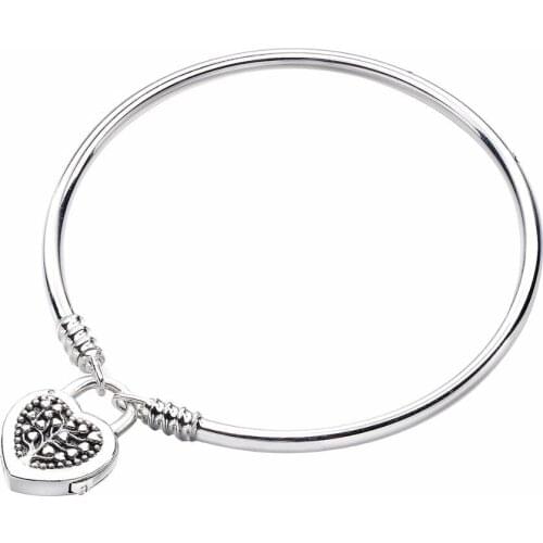 Ajax 925 Sterling Sliver Love Lock Type Bracelet Fit Women Charm Beads