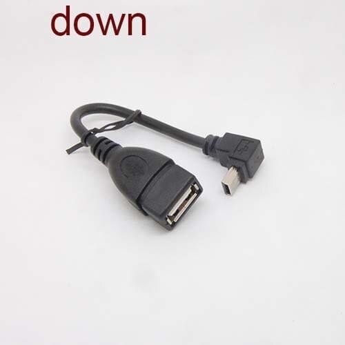 Free shipping90Degree down Angle Mini 5pin USB Male to USB Female Charger Data Adapter cable Free shippingnew