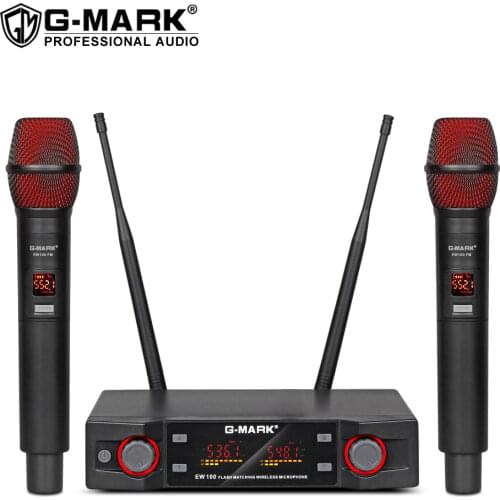 Wireless Microphone G-MARK EW100 Professional UHF Karaoke Handheld Mic Frequency Adjustable 80M For Party Band DJ Church Show