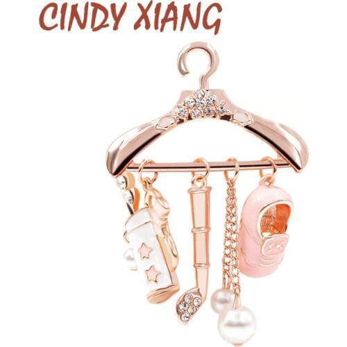 CINDY XIANG Cute Pink Hanger Brooches for Women Enamel Brooch Pins Fashion Jewelry Bijouterie Jacket Badges Pendants Broches