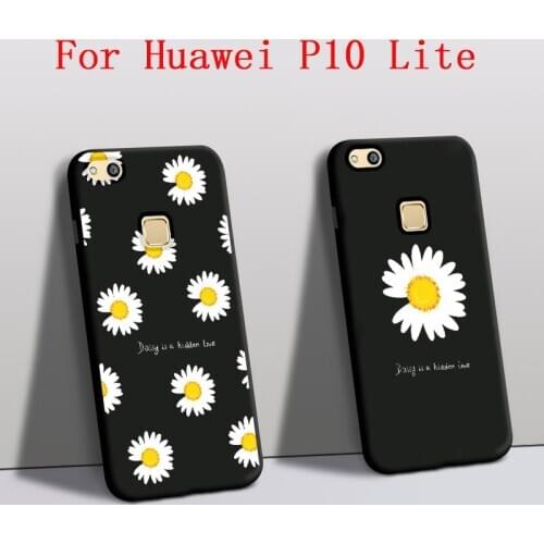 Funda For Huawei p10 lite case Silicone Protector Daisy Flowers phone cover For Huawei p10 lite back Cover Black Shell WAS-TL10