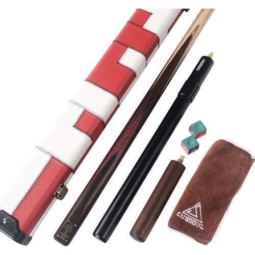 CUESOUL 57" 18 oz 1 Piece Handmade Snooker Cue with Aluminum Telescope Extension & Snooker Cue Case with Cue Chalks Clean Towel