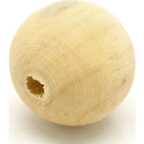 DoreenBeads Natural Hinoki Wood Beads Ball DIY Making Jewelry Findings 20mm Dia. - 19mm Dia., Hole: Approx 5.5mm-3.8mm, 10 PCs