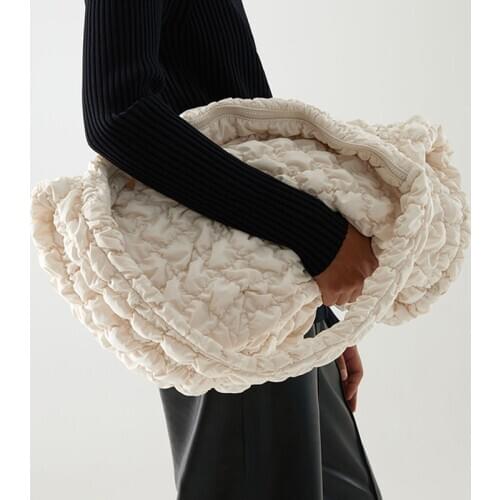 Shoulder Bags Designer Ruched Handbags Casual Large Capacity Tote Luxury Nylon Down Cotton Crossbody Bag Female Big Purse Winter