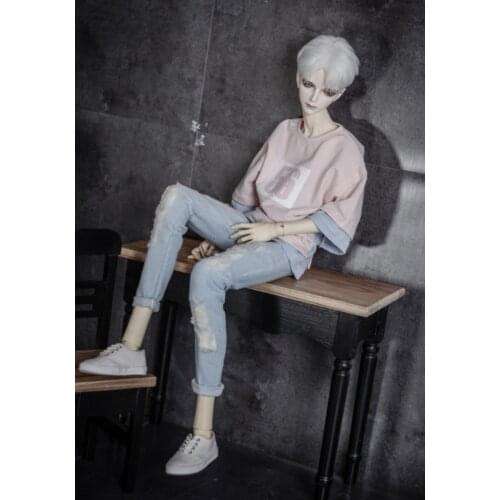 BJD Doll jeans Grinded Hole Broken Hole denim pants fashion versatile 2 color into 1/4&1/3& uncle size doll accessories