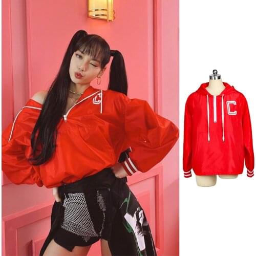 Red Jazz Dancer Clothes Women K-pop Outfit Korean Style Hip-Hop Dance Wear Cheerleader Uniform Long Sleeve Stage Costume JL3469