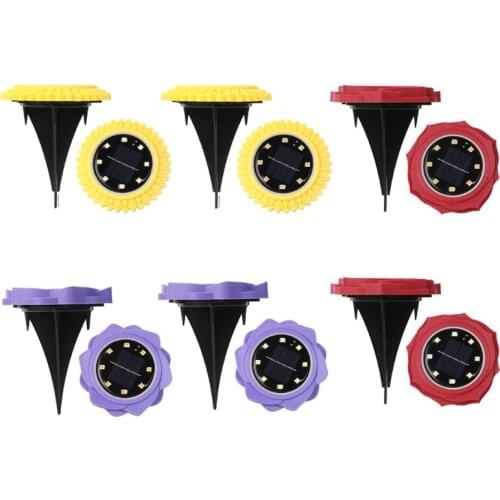 Round Rose Petal 8 LED Solar Lawn Lamp with Stake Street Night Light Garden Pathway Lamp Outdoor Creative Decorative