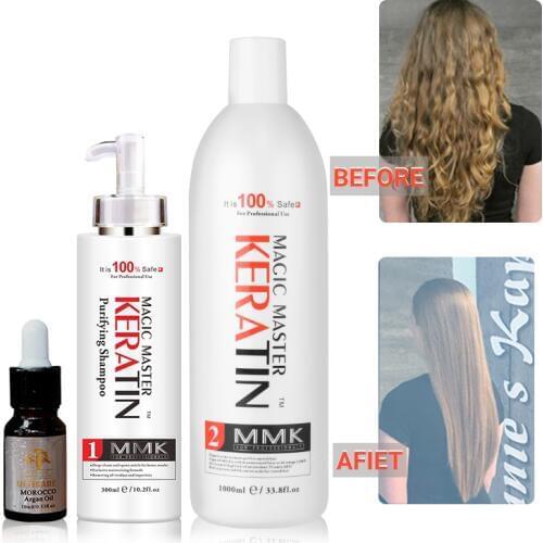 WITHOUT Formalin Brazilian Keratin Treatment+300ml Purifying Shampoo Straighten and Repair Damage Hair+Argan Oil
