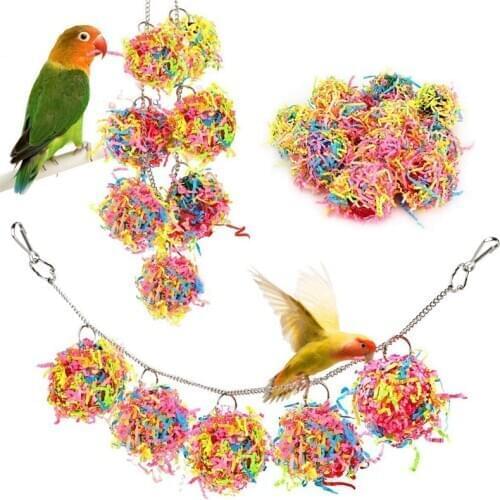 Hot Bird Chewing Toys,Bird Parrot Shredder Toy Foraging Hanging Cage Chew Toy Swing with Rings Parrot Foraging Hammock