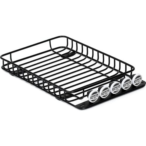 Metal Black Luggage Carrier Roof Rack with 5 LED Lights for 1/10 RC Crawler Traxxas TRX-4 SCX10 90046 SCX10 III AXI03007